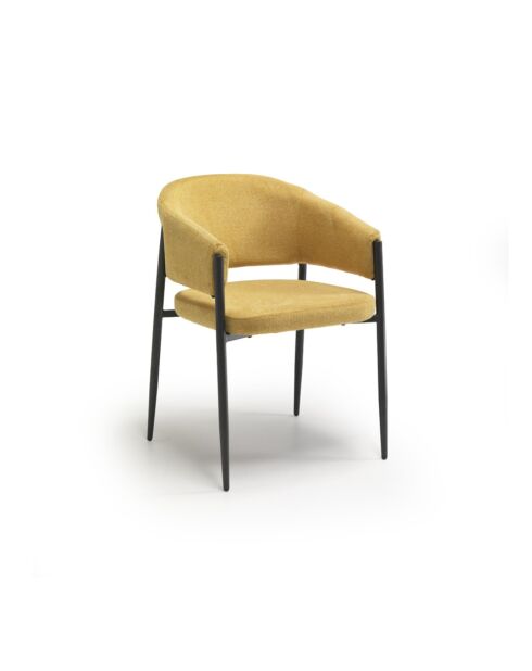Ensemble de 2 chaises de salle à manger en tissu Recanati jaune/anthracite - 54 x 59,5 x 78,5 cm