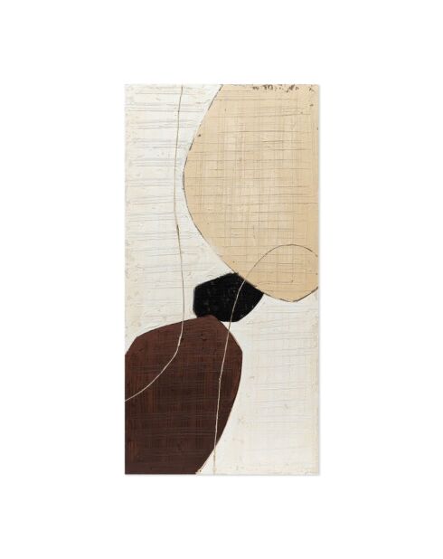 Peinture abstraite de Tellaro Due beige, sable/noir - 70 x 3,5 x 140 cm