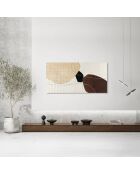 Peinture abstraite de Tellaro Due beige, sable/noir - 70 x 3,5 x 140 cm