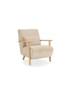 Fauteuil Camerota en tissu avec pieds en bois beige - 70 x 87 x 80 cm
