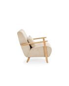 Fauteuil Camerota en tissu avec pieds en bois beige - 70 x 87 x 80 cm