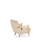Fauteuil Camerota en tissu avec pieds en bois beige - 70 x 87 x 80 cm