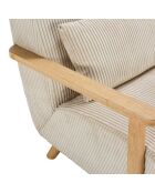 Fauteuil Camerota en tissu avec pieds en bois beige - 70 x 87 x 80 cm