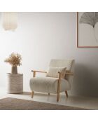 Fauteuil Camerota en tissu avec pieds en bois beige - 70 x 87 x 80 cm