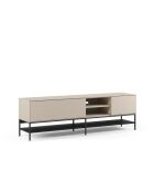 Meuble TV à 2 portes et 2 étagères Palinuro en stratifié structure métallique crème - 180 x 35 x 55 cm