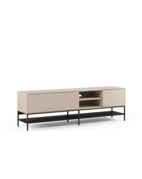 Meuble TV à 2 portes et 2 étagères Palinuro en stratifié structure métallique crème - 180 x 35 x 55 cm
