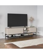 Meuble TV à 2 portes et 2 étagères Palinuro en stratifié structure métallique crème - 180 x 35 x 55 cm