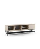 Meuble TV à 2 portes et 2 étagères Palinuro en stratifié structure métallique crème - 180 x 35 x 55 cm