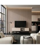 Meuble TV à 2 portes et 2 étagères Palinuro en stratifié structure métallique crème - 180 x 35 x 55 cm