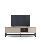 Meuble TV à 2 portes et 2 étagères Palinuro en stratifié structure métallique crème - 180 x 35 x 55 cm