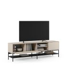 Meuble TV à 2 portes et 2 étagères Palinuro en stratifié structure métallique crème - 180 x 35 x 55 cm