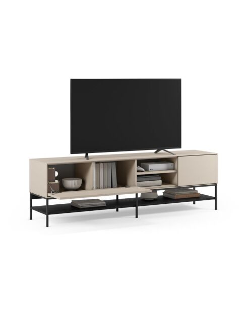 Meuble TV à 2 portes et 2 étagères Palinuro en stratifié structure métallique crème - 180 x 35 x 55 cm