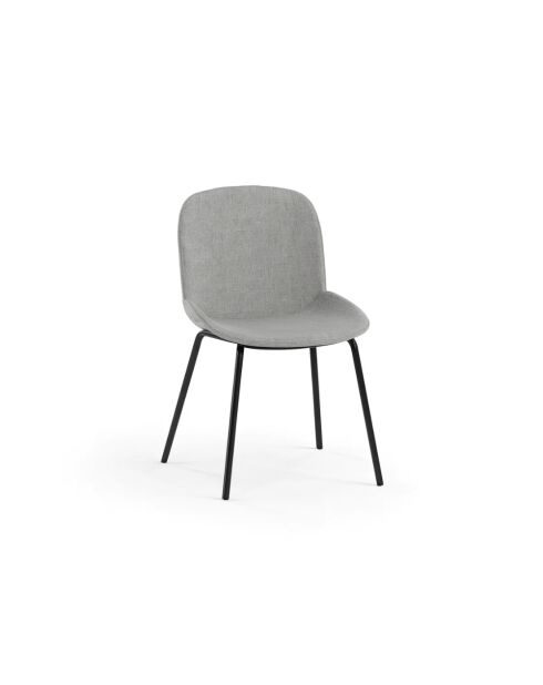 Ensemble de 4 chaises de salle à manger rembourrées en tissu Abano gris /noir - 46 x 57 x 80 cm