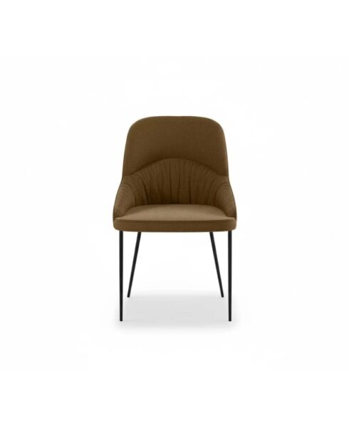 Ensemble de 4 chaises de salle à manger revêtues de tissu Positano brun/noir - 63 x 54 x 89 cm