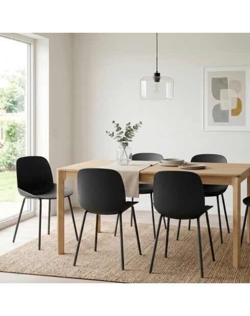 Ensemble de 4 chaises de salle à manger avec structure métallique Asolo noir - 55 x 46 x 79 cm