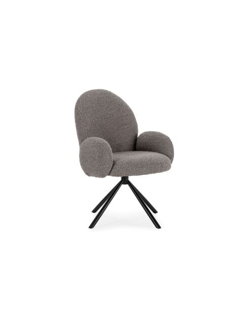 Fauteuil pivotant Carovigno en tissu avec pieds en métal gris - 66 x 67 x 91 cm