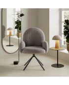 Fauteuil pivotant Carovigno en tissu avec pieds en métal gris - 66 x 67 x 91 cm