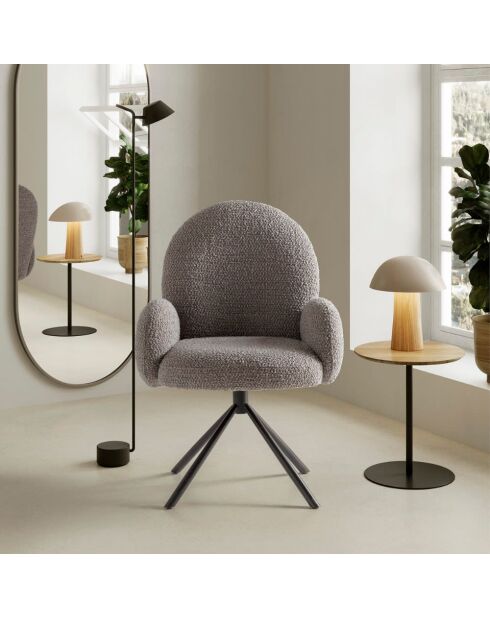 Fauteuil pivotant Carovigno en tissu avec pieds en métal gris - 66 x 67 x 91 cm