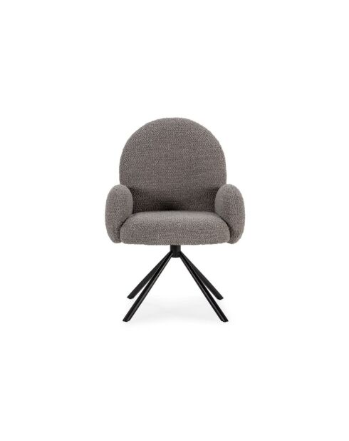 Fauteuil pivotant Carovigno en tissu avec pieds en métal gris - 66 x 67 x 91 cm
