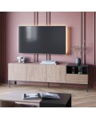 Meuble TV à 3 portes et 1 étagère Sapri en stratifié structure métallique brun/noir - 180 x 40 x 55 cm