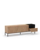 Meuble TV à 3 portes et 1 étagère Sapri en stratifié structure métallique brun/noir - 180 x 40 x 55 cm