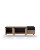 Meuble TV à 3 portes et 1 étagère Sapri en stratifié structure métallique brun/noir - 180 x 40 x 55 cm