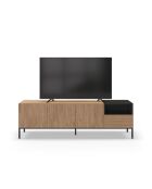 Meuble TV à 3 portes et 1 étagère Sapri en stratifié structure métallique brun/noir - 180 x 40 x 55 cm
