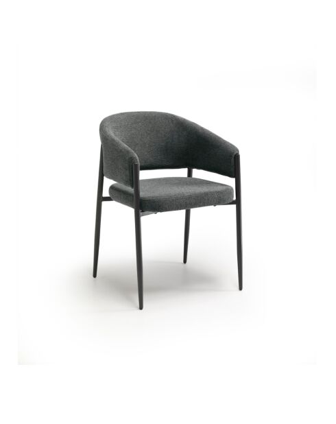 Ensemble de 2 chaises de salle à manger en tissu Recanati gris foncé/anthracite - 54 x 59,5 x 78,5 cm