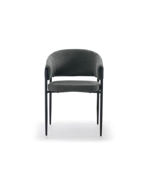 Ensemble de 2 chaises de salle à manger en tissu Recanati gris foncé/anthracite - 54 x 59,5 x 78,5 cm