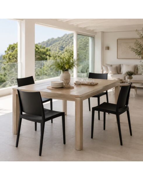 Ensemble de 2 chaises Arona empilables pour une utilisation intérieure et extérieure noir - 46 x 56 x 82 cm