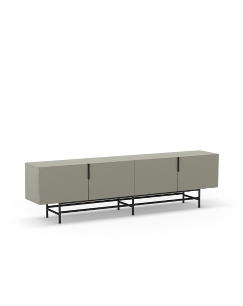 Meuble TV à 4 portes Anagni en stratifié structure métallique vert - 200 x 35 x 55 cm