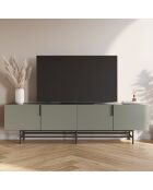 Meuble TV à 4 portes Anagni en stratifié structure métallique vert - 200 x 35 x 55 cm