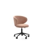 Chaise de bureau pivotante Staletti en tissu avec pieds en métal rose - 59 x 57 x 74/82 cm