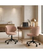 Chaise de bureau pivotante Staletti en tissu avec pieds en métal rose - 59 x 57 x 74/82 cm