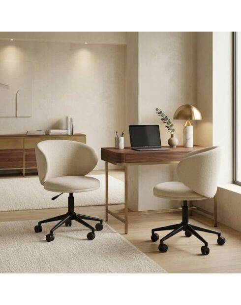 Chaise de bureau pivotante Staletti en tissu avec pieds en métal beige - 59 x 57 x 74/82 cm