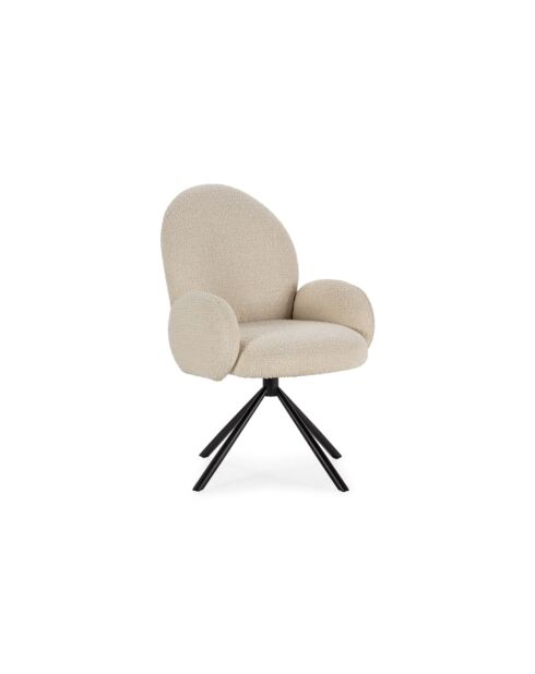 Fauteuil pivotant Carovigno en tissu avec pieds en métal blanc - 66 x 67 x 91 cm