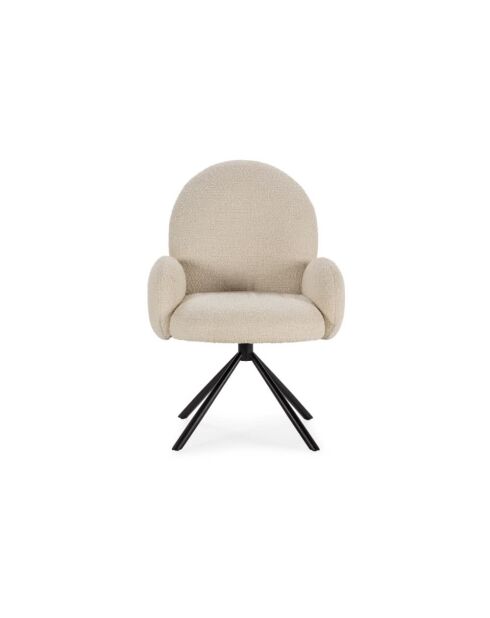 Fauteuil pivotant Carovigno en tissu avec pieds en métal blanc - 66 x 67 x 91 cm