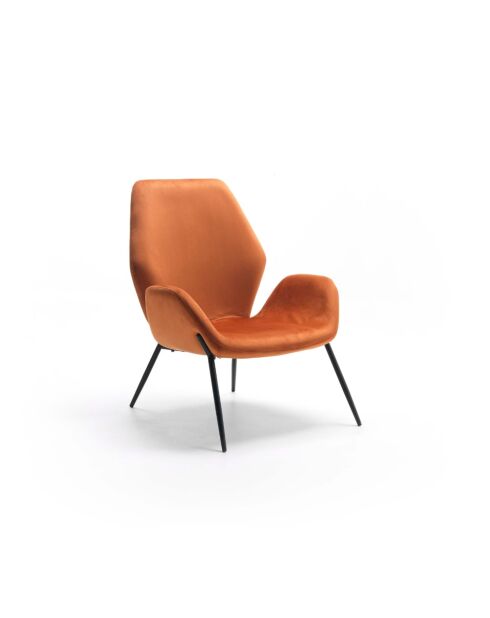 Fauteuil Belluno en velours avec structure en métal peint caramel/noir - 68 x 73 x 85 cm