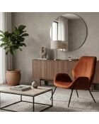 Fauteuil Belluno en velours avec structure en métal peint caramel/noir - 68 x 73 x 85 cm