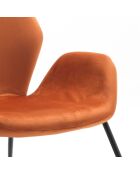 Fauteuil Belluno en velours avec structure en métal peint caramel/noir - 68 x 73 x 85 cm