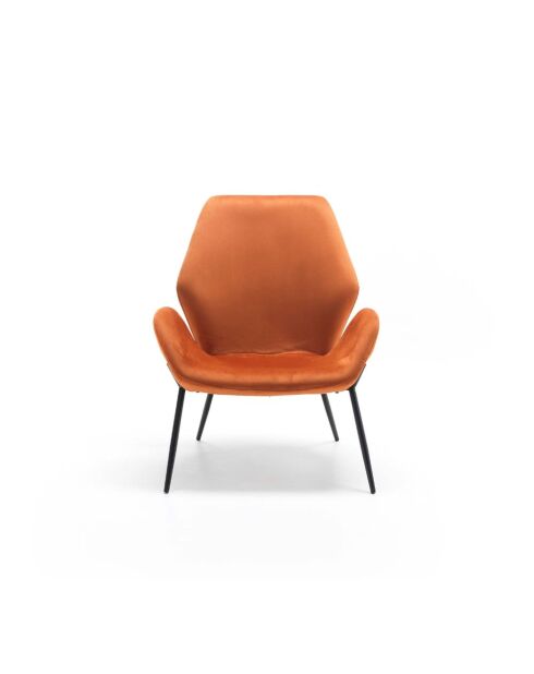 Fauteuil Belluno en velours avec structure en métal peint caramel/noir - 68 x 73 x 85 cm
