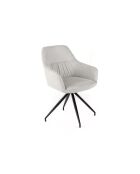 Ensemble de 2 chaises de salle à manger revêtues de tissu avec structure en métal Assisi gris /noir - 56 x 56 x 87 cm
