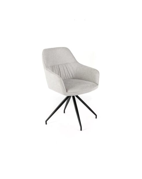 Ensemble de 2 chaises de salle à manger revêtues de tissu avec structure en métal Assisi gris /noir - 56 x 56 x 87 cm