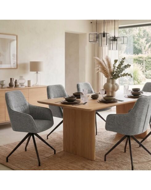 Ensemble de 2 chaises de salle à manger revêtues de tissu avec structure en métal Assisi gris /noir - 56 x 56 x 87 cm