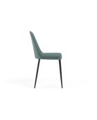 Ensemble de 4 chaises de salle à manger revêtues de tissu avec structure en métal Avellino aigue - marine/noir - 46 x 55 x 85 cm