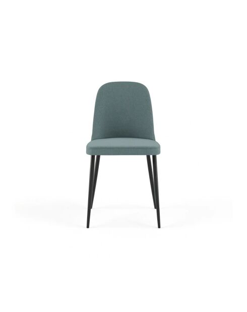 Ensemble de 4 chaises de salle à manger revêtues de tissu avec structure en métal Avellino aigue - marine/noir - 46 x 55 x 85 cm