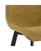 Ensemble de 4 chaises de salle à manger rembourrées en tissu Taranto jaune/noir - 56 x 45 x 86 cm