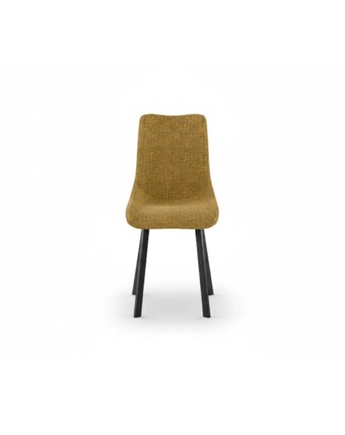 Ensemble de 4 chaises de salle à manger rembourrées en tissu Taranto jaune/noir - 56 x 45 x 86 cm