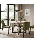 Ensemble de 4 chaises de salle à manger revêtues de tissu Asti vert/noir - 58,5 x 48 x 89 cm