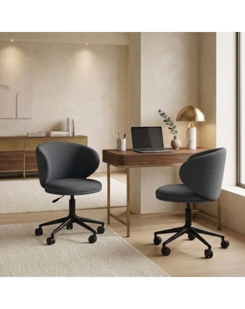 Chaise de bureau pivotante Staletti en tissu avec pieds en métal gris foncé - 59 x 57 x 74/82 cm